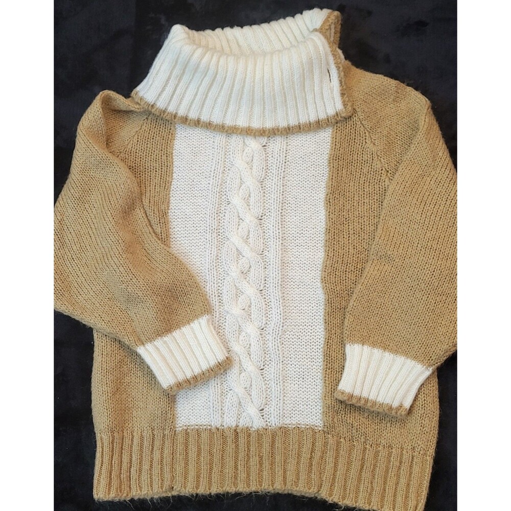 Woman's Gloria Vanderbilt Size Medium Two-tone Cable Knit Turtleneck Sweater